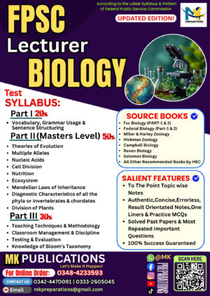 FPSC Lecturer Biology Notes by MK Publications