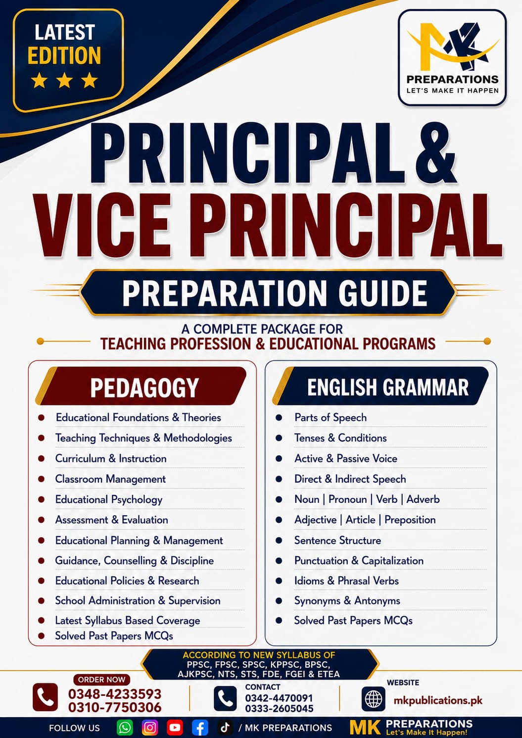 FPSC, PPSC, SPSC, AJKPSC, BPSC, KPPSC Principal & Vice Principal Best Notes & Preparation Guide & Solved Past Papers