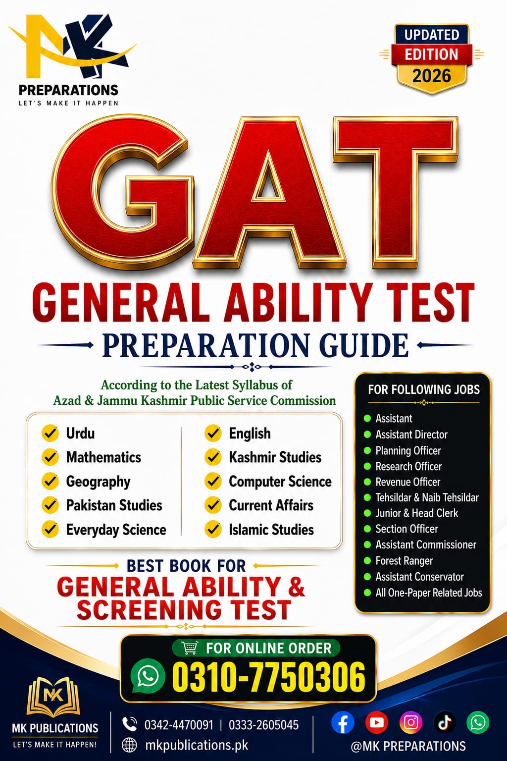 AJKPSC General Ability Test (GAT) Preparation Guide 2026 | Best Book for Screening Test, GAT & One-Paper Jobs Preparation | AJKPSC GAT Best Book Notes & Preparation Guide